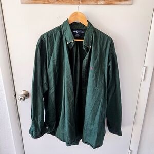 Vintage Men's Ralph Lauren Green Button Down Shirt Size XL